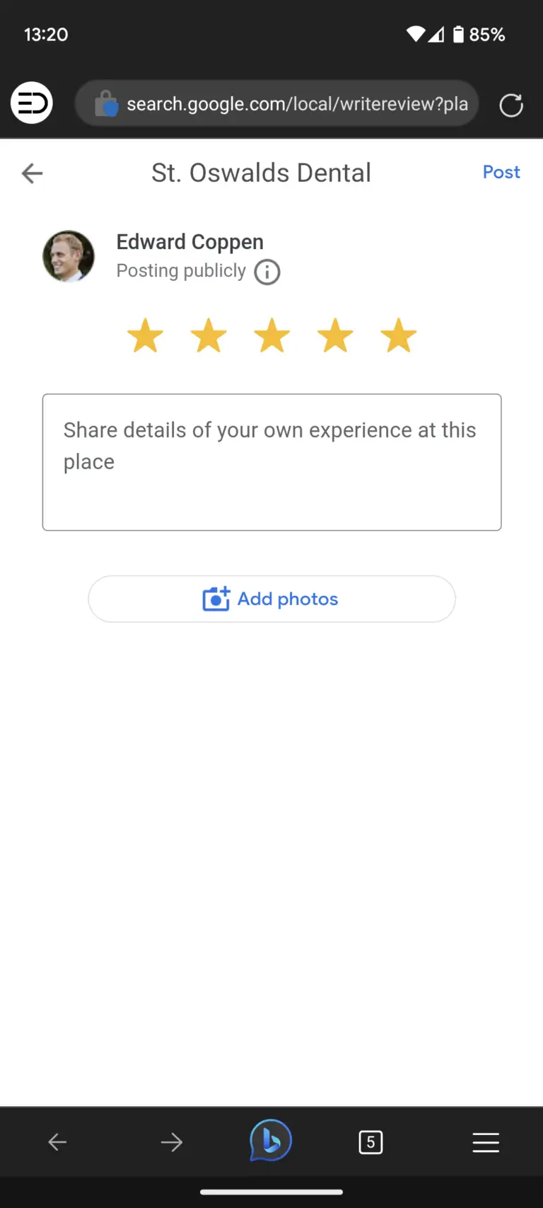 Screenshot showing how to register for a Google account